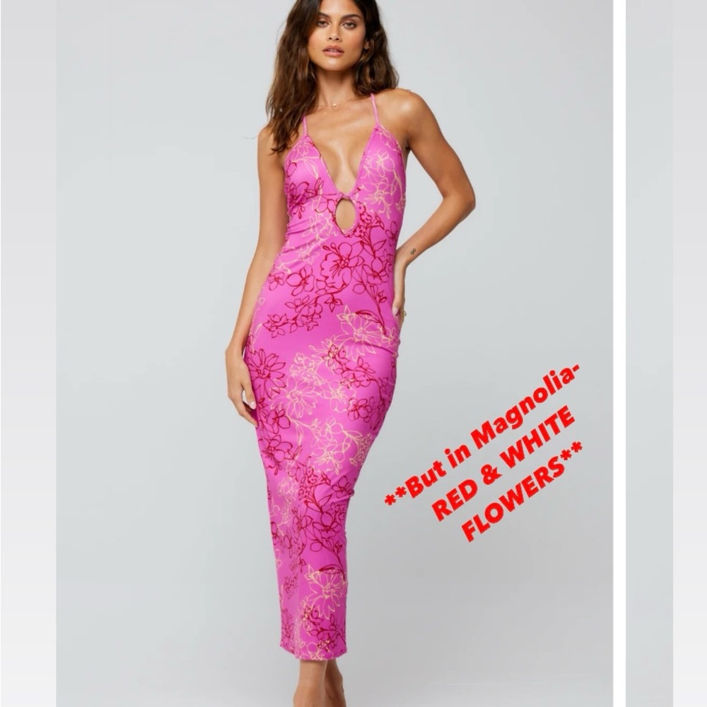 SOPHIA MIDI in RED & White Flowers